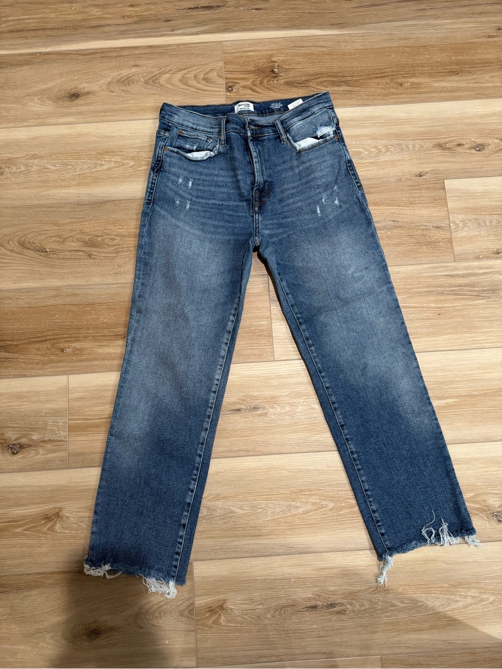 Kensie Women's Distressed Straight-Leg Jeans - Dark Blue Wash